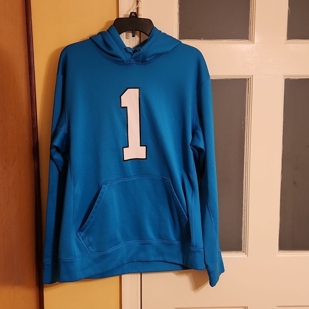 Nike Therma-Fit NFL Carolina Panthers Cam Newton #1 Blue Pullover Hoodie Size M